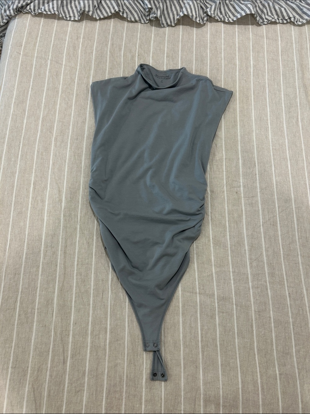 Abercrombie & Fitch Sleeveless Mock Neck Bodysuit in Slate